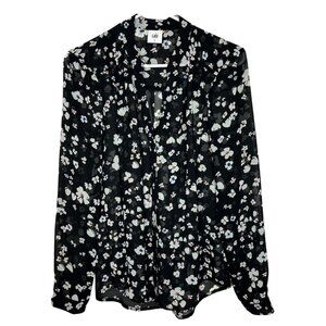 Cabi Delight Sheer Blouse | Long Sleeve Floral Shirt | Women's Size S Flowy Top